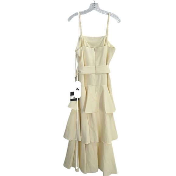 Mac Duggal Ieena NWT Ruffle Tiered Buckle Detail Dress in Cream Size 8 - Picture 10 of 16